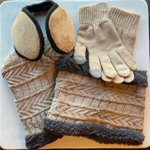 Cozy Beige and Gray Winter Accessories Set